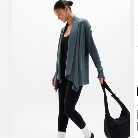 Athleta Pranayama Restore Rib Wrap Open Cardigan Eden Green Women's Small - Picture 2 of 16